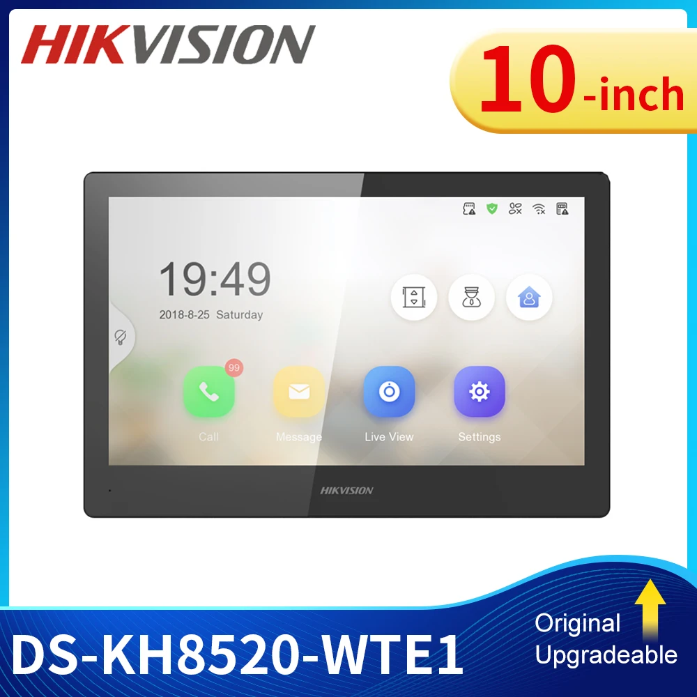 Hikvision 10-дюймовый видеодомофон монитор дисплей цветная TFT Android дверная камера WIFI POE