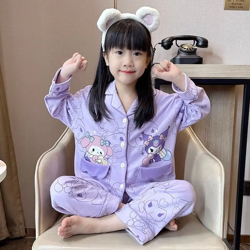 Пижамный комплект Sanrio Kawaii My Melody детский, аниме фигурка, кардиган, удобная мультяшная одежда для отдыха, лидер продаж, весна-осень 
Пижамный комплект Sanrio Kawaii My Melody детский, аниме фигурка, кардиган, удобная мультяшная одежда для отдыха, лидер продаж, весна-осень