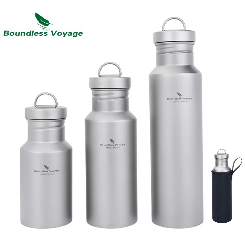 Boundless Voyage Wide Mouth Titanium Bottle with Lid Leak-Proof Camping Sports Water Bottle Single Layer Flask, 400/550/750ML
Boundless Voyage Wide Mouth Titanium Bottle with Lid Leak-Proof Camping Sports Water Bottle Single Layer Flask, 400/550/750ML
