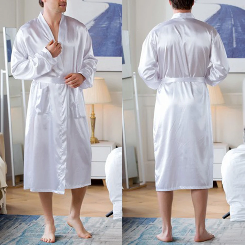 Men Robe Silk Bathrobe Soft Cozy Long Sleeve Nightgown One-Piece Kimono Men Bath Gown Solid Robes Home Satin Sleepwear Pajamas
Men Robe Silk Bathrobe Soft Cozy Long Sleeve Nightgown One-Piece Kimono Men Bath Gown Solid Robes Home Satin Sleepwear Pajamas