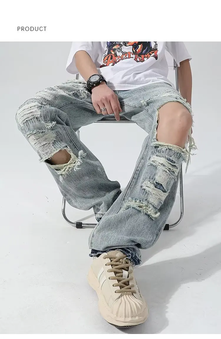 Real Shot American Vibe Style Pants High Street Tide Ins Ripped Jeans Male Spring And Autumn Plankton Handsome Slim Feet St
Real Shot American Vibe Style Pants High Street Tide Ins Ripped Jeans Male Spring And Autumn Plankton Handsome Slim Feet St