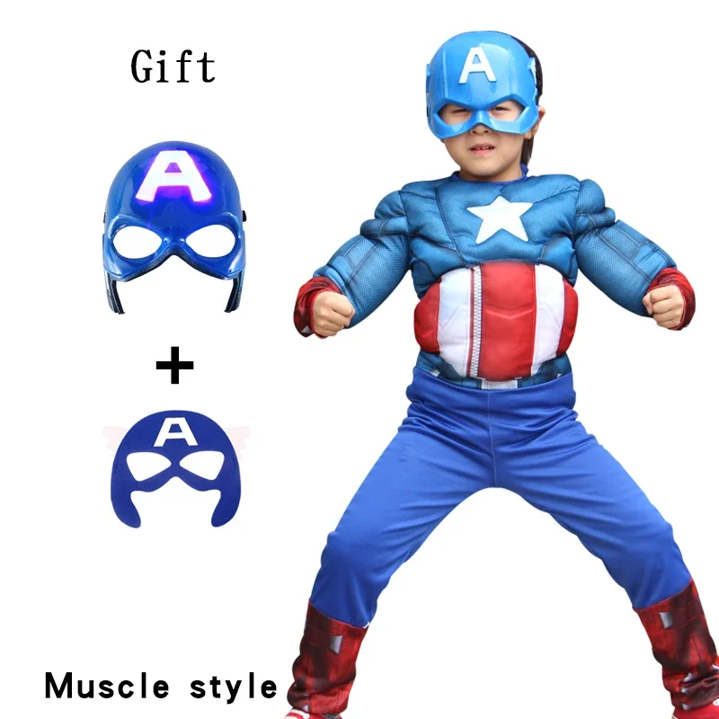 Movie Superhero Muscle Kids Captain America Costume Boy Girl Cosplay with Lightting Mask Birthday Party
Movie Superhero Muscle Kids Captain America Costume Boy Girl Cosplay with Lightting Mask Birthday Party