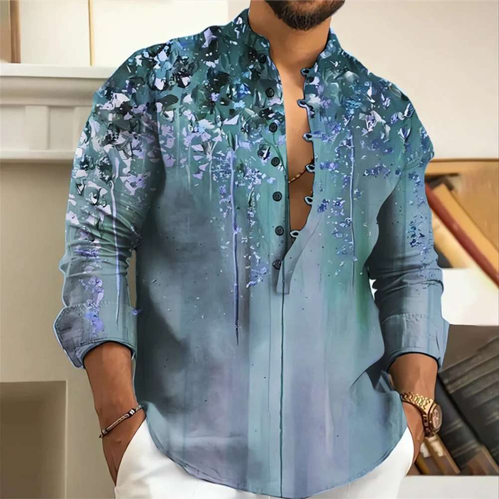 Fashion Printed Men's Casual Long Sleeve Shirts Button Henley Neck Tops Blouse Party Dress Shirt Men Clothing
Fashion Printed Men's Casual Long Sleeve Shirts Button Henley Neck Tops Blouse Party Dress Shirt Men Clothing