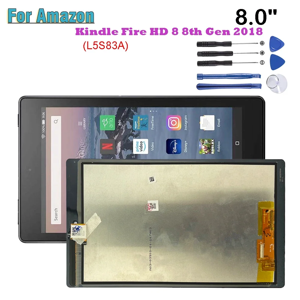 

8.0" AAA+ For Amazon Kindle Fire HD 8 8th Gen 2018 L5S83A LCD Display Touch Screen Digitizer Glass Assembly Repair Parts