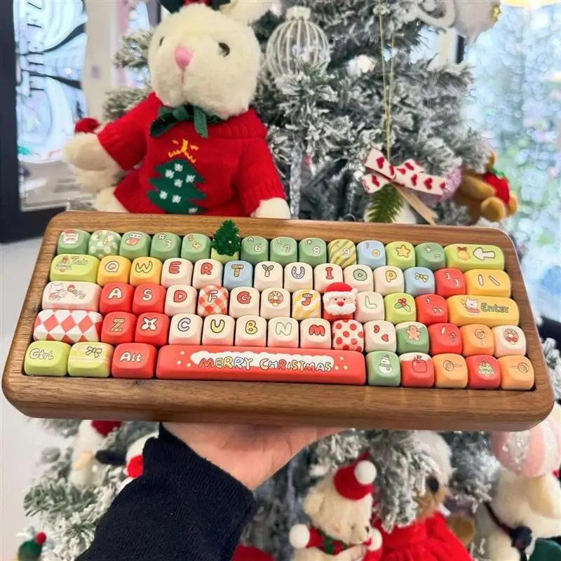

MOA Keycap Cute Christmas Gift Set of Keys PBT Keycap Diy Creative For 61/87/104/108 Alice Mechanical Keyboard Keycaps 7u