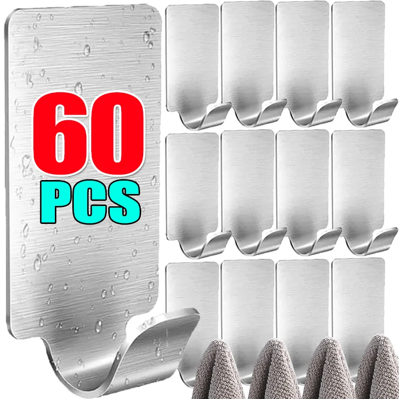 60/1Pcs Mini Self-Adhesive Stainless Steel Hook Small Wall Hanger Hook Bathroom Organizer Towel Rack Multi-purpose Kitchen Hooks
60/1Pcs Mini Self-Adhesive Stainless Steel Hook Small Wall Hanger Hook Bathroom Organizer Towel Rack Multi-purpose Kitchen Hooks