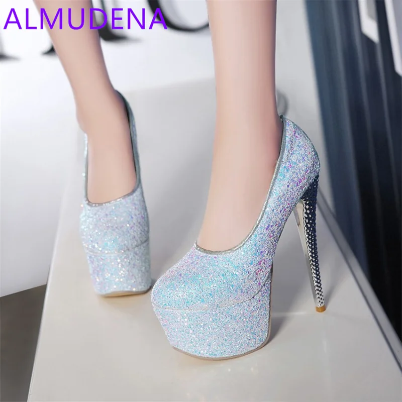 New Women Sequined Cloth Platform Basic Pumps Bling Thin Heels Dress Fashion Shoes Super High Heels Slip On Round Toe Shoes Pump
New Women Sequined Cloth Platform Basic Pumps Bling Thin Heels Dress Fashion Shoes Super High Heels Slip On Round Toe Shoes Pump
