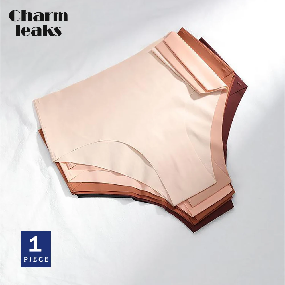 

Charmleaks Women Panties Ice Silk Seamless Pure Cotton Crotch Comfort Milk Elastic Mid Waist Briefs S-XL,1 PCS