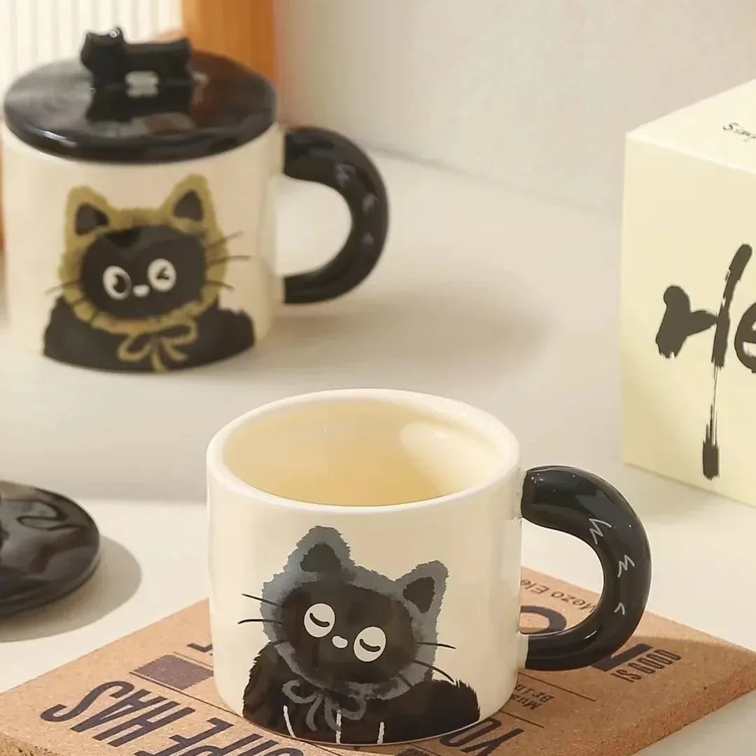 Creative personality cat mug with lid souvenir gift drinking water cup cute ceramic coffee cup office cup Creative personality cat mug with lid souvenir gift drinking water cup cute ceramic coffee cup office cup