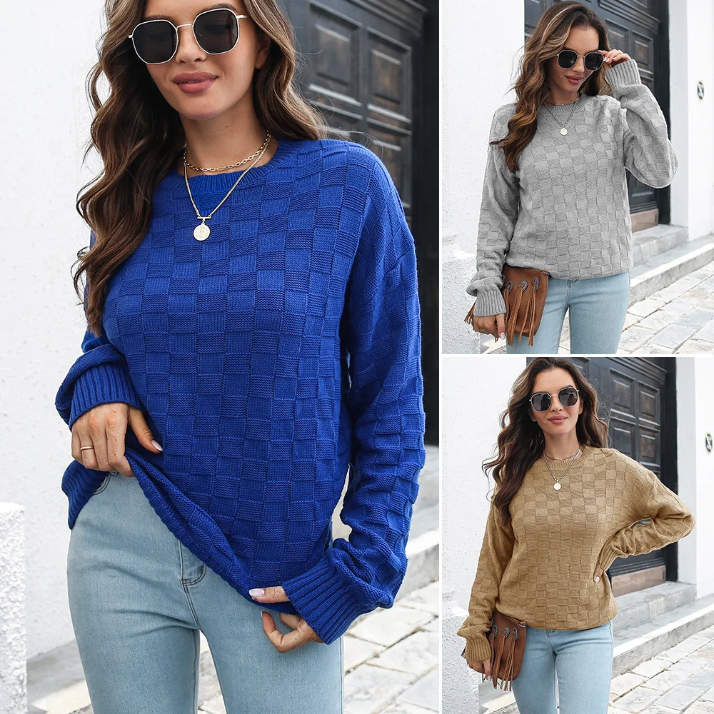 New Autumn Winter Three Dmensional Plaid Sweater Women's Loose Long Sleeved Sweater new foreign Women Sweater
New Autumn Winter Three Dmensional Plaid Sweater Women's Loose Long Sleeved Sweater new foreign Women Sweater