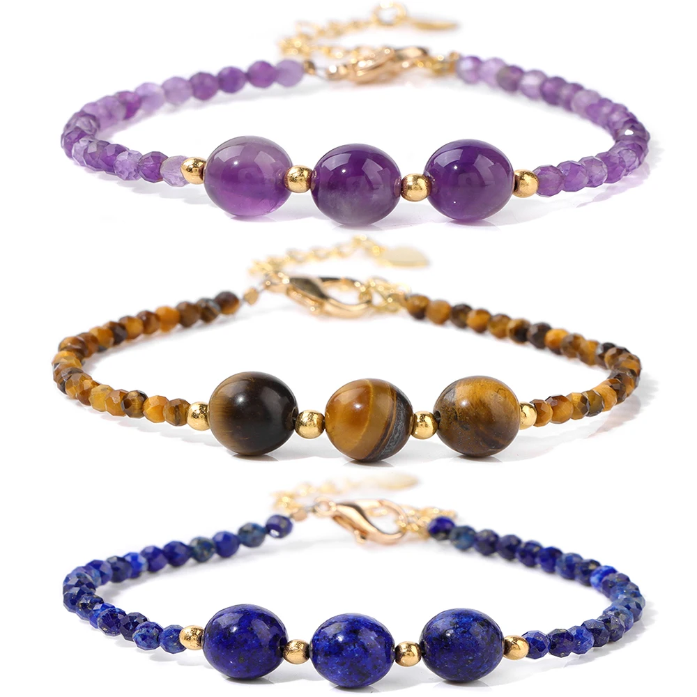 Natural Stone Beads Bracelet Amethysts Tiger Eye Lapis Lazuli 3mm Faceted Beads Chain Bracelets For Women Men Fashion Jewelry
Natural Stone Beads Bracelet Amethysts Tiger Eye Lapis Lazuli 3mm Faceted Beads Chain Bracelets For Women Men Fashion Jewelry