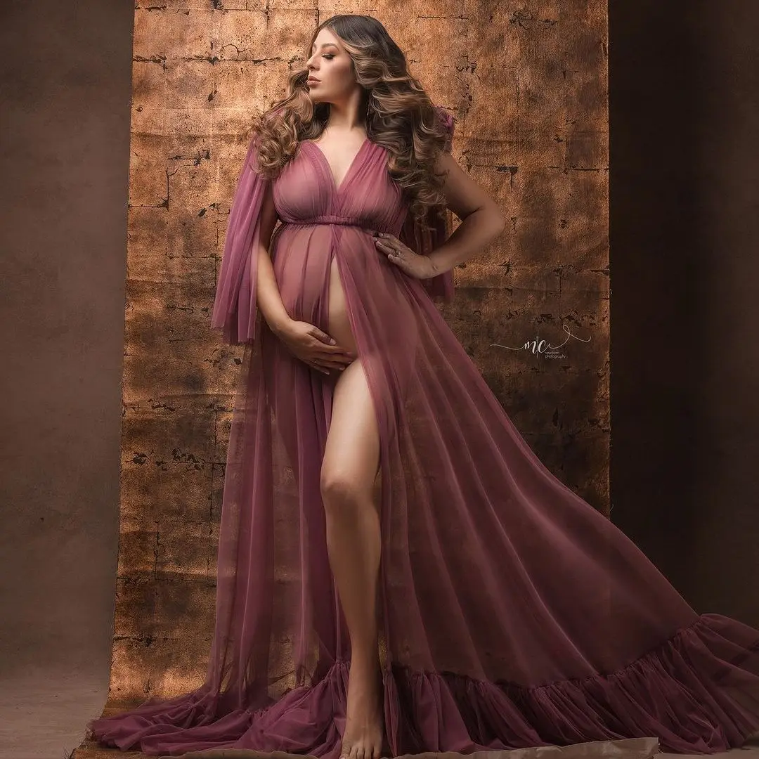 Fashion Transparent Tulle Maternity Photoshoot Dress with Wrap Ruffles Edge Prom Gown for Baby Shower
Fashion Transparent Tulle Maternity Photoshoot Dress with Wrap Ruffles Edge Prom Gown for Baby Shower