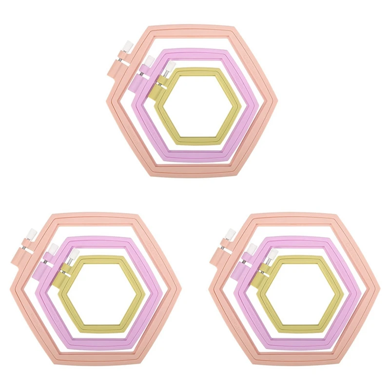 HOT SALE 9 Pieces 3 Sizes Hexagon Embroidery Hoops, ABS Plastic Embroidery Frames Cross Hoops For Sewing, Needlework
HOT SALE 9 Pieces 3 Sizes Hexagon Embroidery Hoops, ABS Plastic Embroidery Frames Cross Hoops For Sewing, Needlework