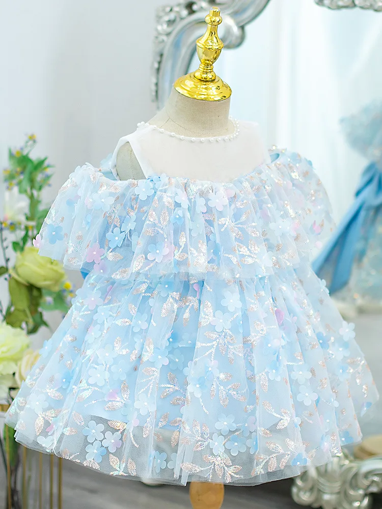 Girl’s One Shoulder Princess Dress New Flower Blue Fluffy Dresses Performance Cloth Ball Gown Birthday Festive Party Eid Kids
Girl’s One Shoulder Princess Dress New Flower Blue Fluffy Dresses Performance Cloth Ball Gown Birthday Festive Party Eid Kids