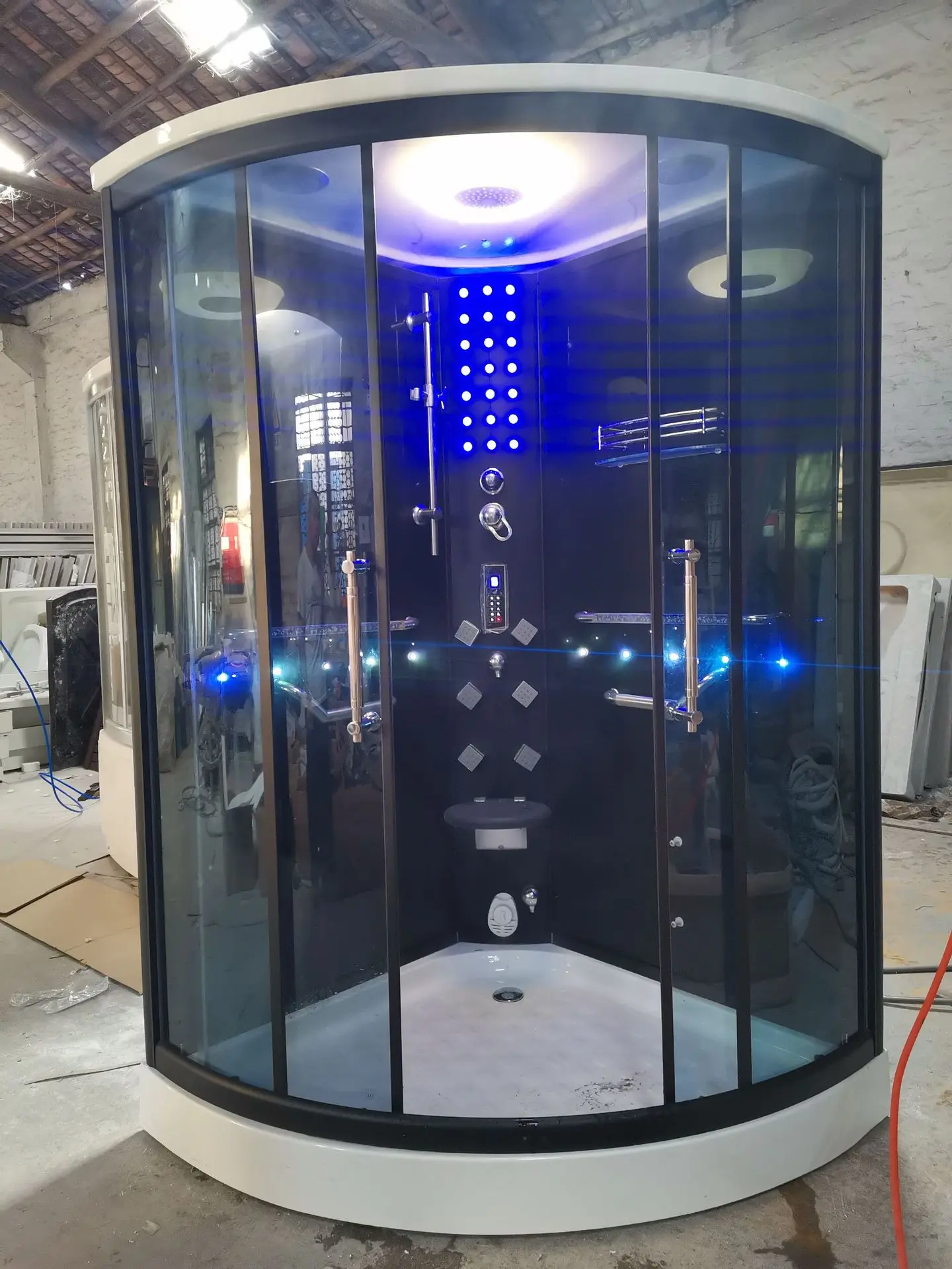 1200X1200X2150mm Sector-Shaped Bathroom Steam Shower Enclosure Computer Control Wet Sauna Room 7043A
1200X1200X2150mm Sector-Shaped Bathroom Steam Shower Enclosure Computer Control Wet Sauna Room 7043A