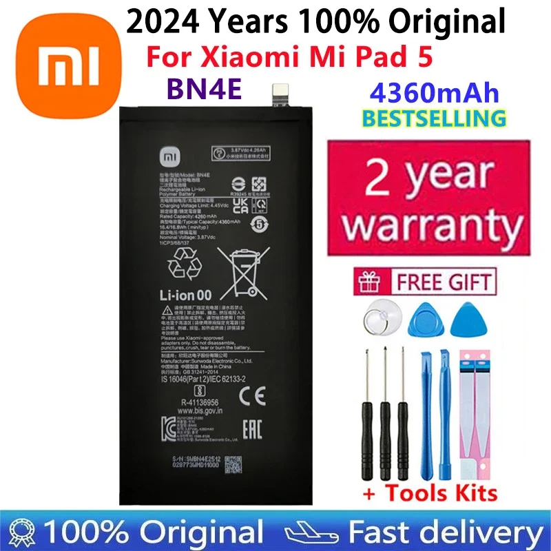 

100% оригинальный высококачественный сменный аккумулятор BN4E Xiao Mi 4360 мАч для планшета Xiaomi Mi Pad 5, аккумуляторы для телефона