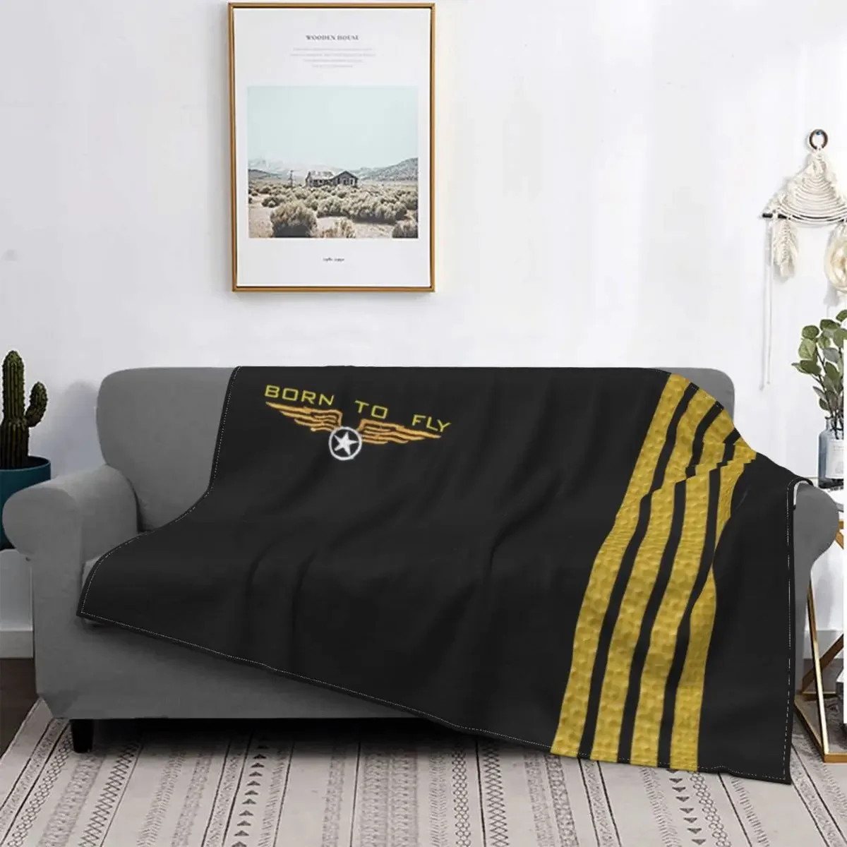 

Ultra-Soft Fleece Born To Fly Flight Pilot Throw Blanket Warm Flannel Flying Aviation Aviator Blanket for Bed Office Couch Quilt