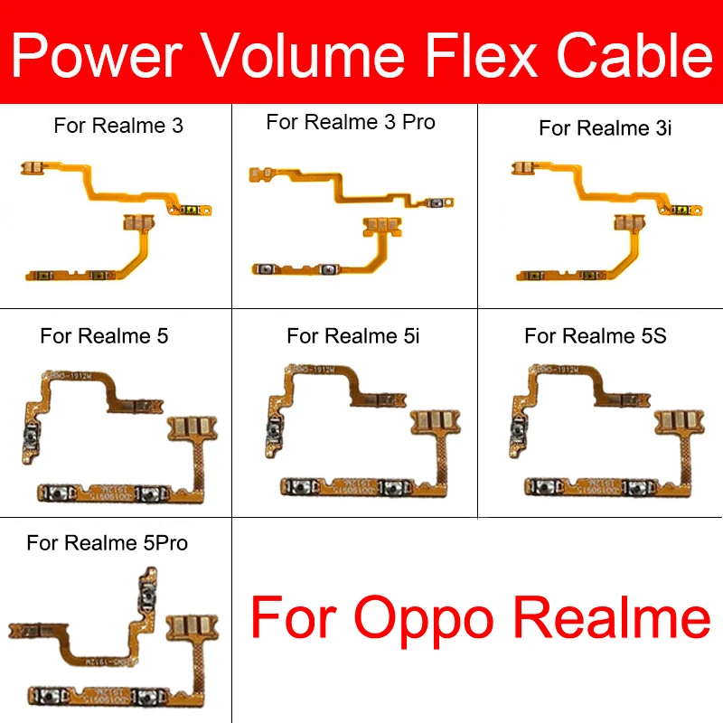 

Power&Volume Flex Cable For Oppo Realme 3 3i 3Pro 5 5i 5S 5Pro Power Volume Side Key Button Flex Ribbon Replacement Parts