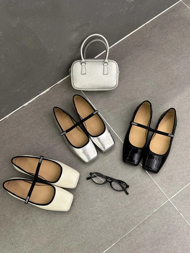 Women Ballet Flats Fashion Square Toe Pumps Female Mary Jane Shoes Soft Leather Slip-on Casual Shoes Office Lady Work Thin Shoes S3c36197d3a88482a81b9de11db43f87eM