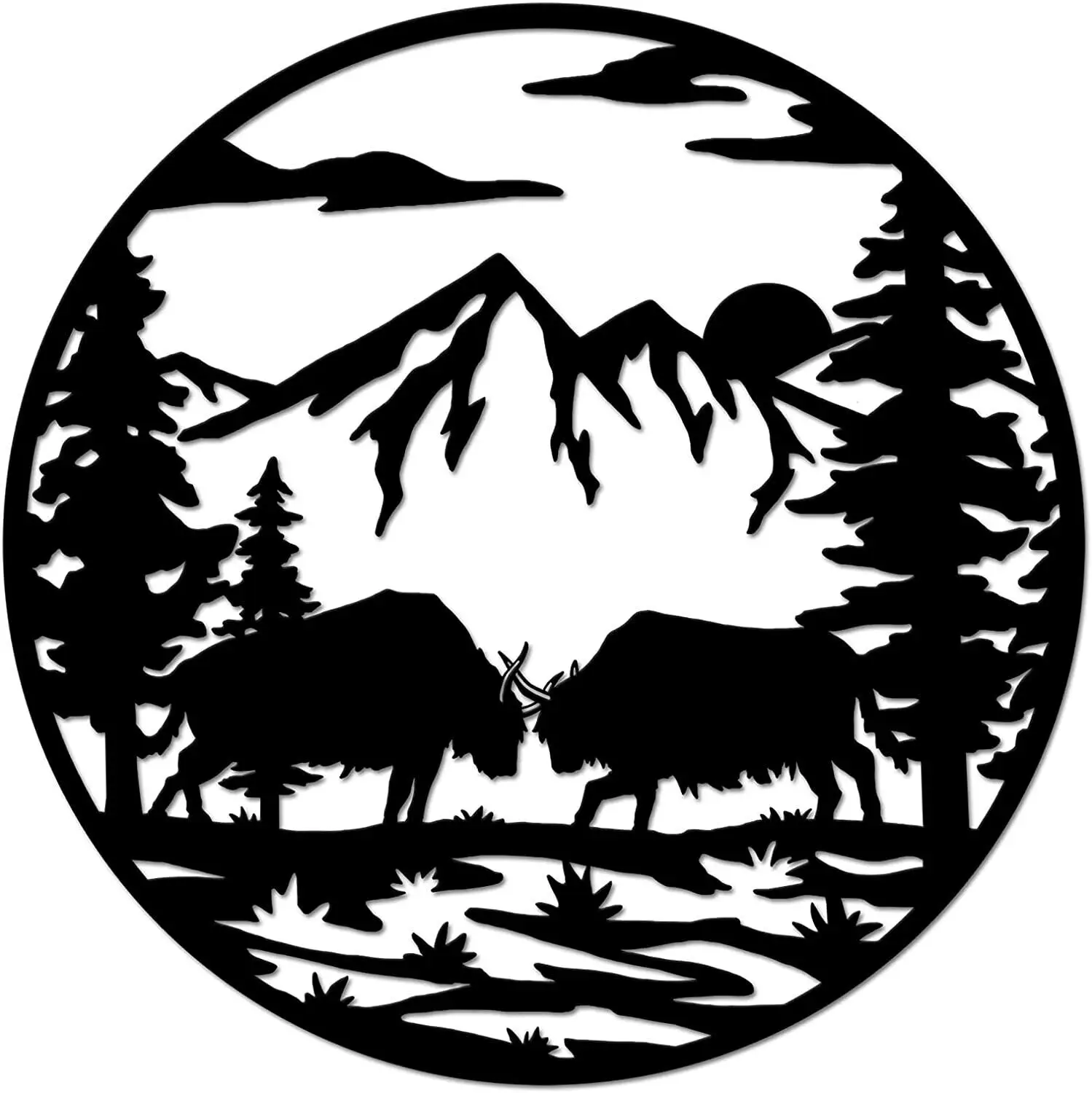 Aniaml Metal Wall Decor Yaks Battle in Highland Nature Landscape Wall Metal Sculptures Living Room/Home Decoration
Aniaml Metal Wall Decor Yaks Battle in Highland Nature Landscape Wall Metal Sculptures Living Room/Home Decoration