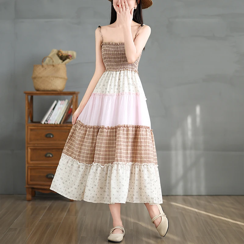 Female 2024 Summer New Print Flower Vacation Strapless Dress Women Patchwork Cotton Linen Sleeveless Bohemian Long Dress X1276
Female 2024 Summer New Print Flower Vacation Strapless Dress Women Patchwork Cotton Linen Sleeveless Bohemian Long Dress X1276