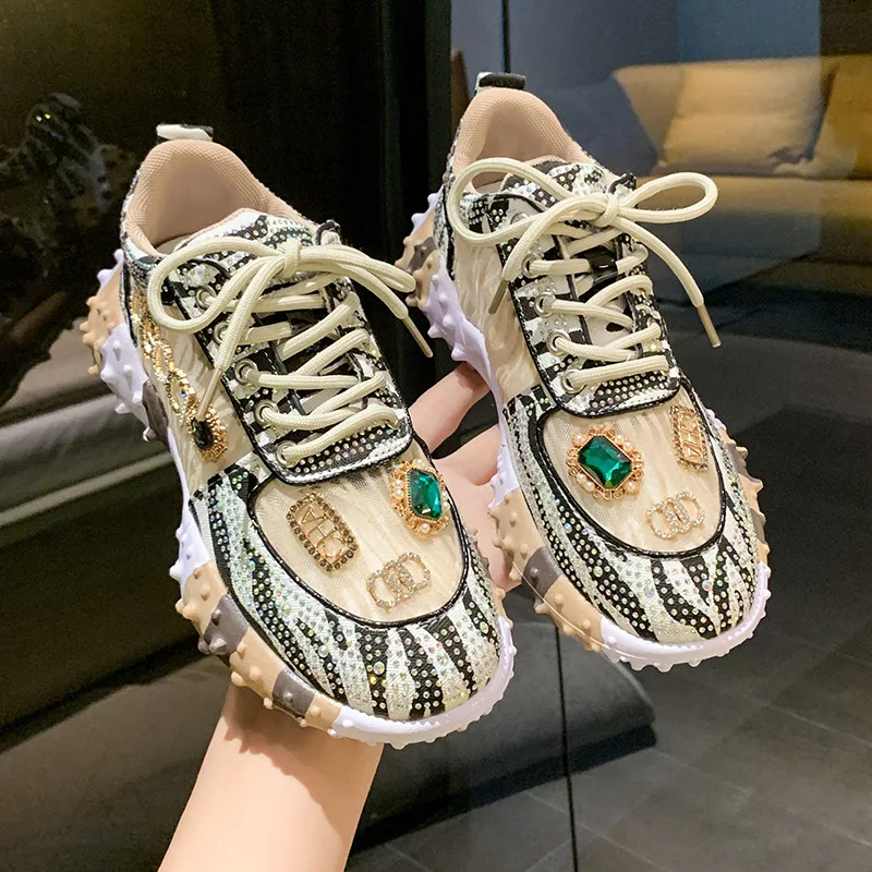 Women's shoes muffin bottom mesh diamond printing fashion European and American style
Women's shoes muffin bottom mesh diamond printing fashion European and American style