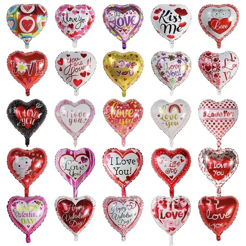 

10pcs 18inch Red Heart Love Balloons Inflatable Foil Balloon Wedding Valentine Day Decorations Helium Balloon I Love You Globos