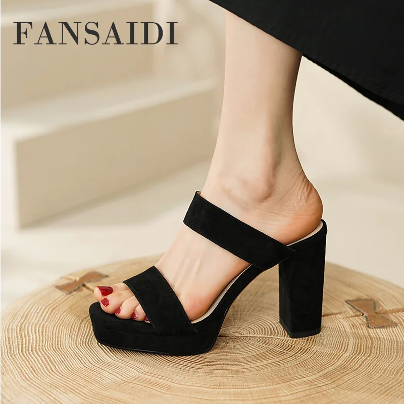 FANSAIDI 2022 Summer Fashion Genuine Leather Classics Concise Slippers Waterproof Chunky Heels Sexy Elegant Platform Slides New
FANSAIDI 2022 Summer Fashion Genuine Leather Classics Concise Slippers Waterproof Chunky Heels Sexy Elegant Platform Slides New