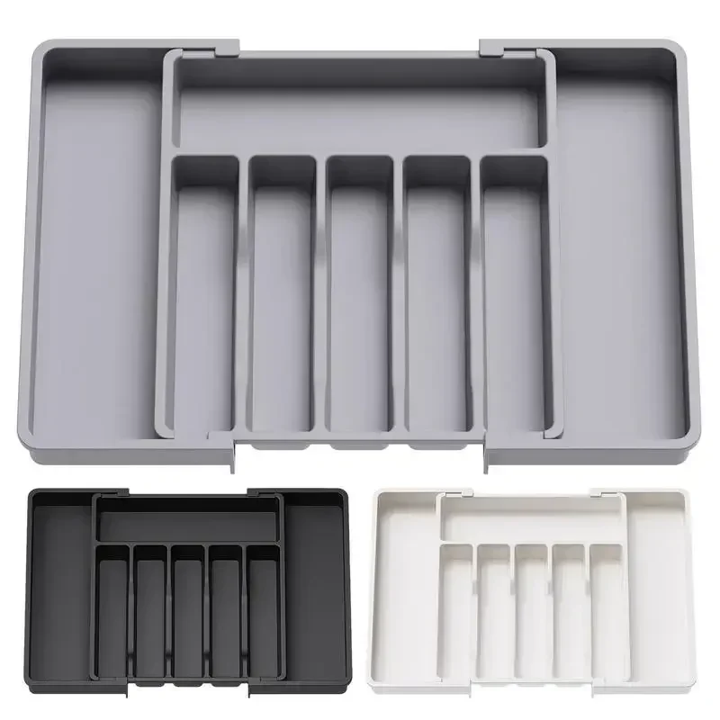 

1pc Lifewit Silverware Drawer Organizer Adjustable Flatware And Cutlery Holder Black Expandable Utensil Tray Storage Box Kitchen