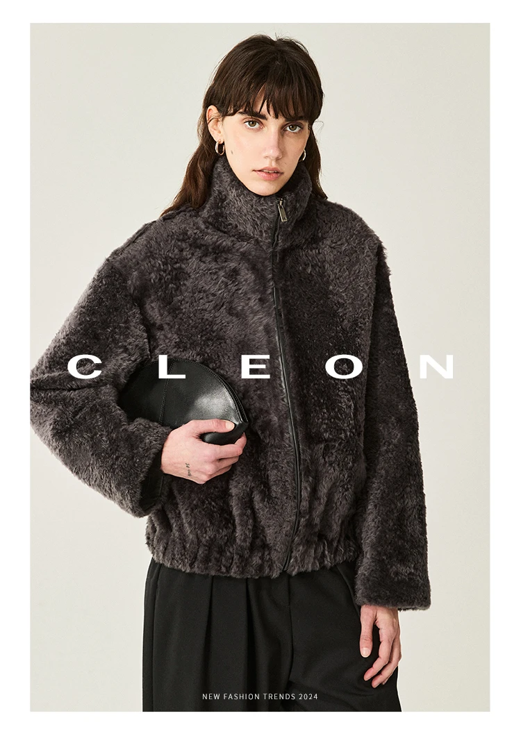 High-end Luxury Lacon Lamb Fur Cropped Winter Jackets for Women 2025 Simple Stand Collar Genuine Leather Real Fur Shearling Coat High-end Luxury Lacon Lamb Fur Cropped Winter Jackets for Women 2025 Simple Stand Collar Genuine Leather Real Fur Shearling Coat