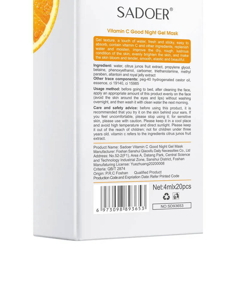 20pcs VC Moisturizing Sleeping Mask Hydrating Skin care Oil-control Whitening Beauty Anti-Aging Essence Cream Gel Facial Masks 11 S3c462e8bf8054ed3ac6e083b67cefbf0W
