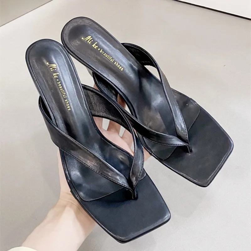 Square Toe Clip Toe Flip Flops Women Summer Outdoor Comfortable Open Toe Wedges Slide Sandals Fashion Simple Non-slip Beach Shoe 28 S3c49819947af46a68c7afe27ef7e6354E