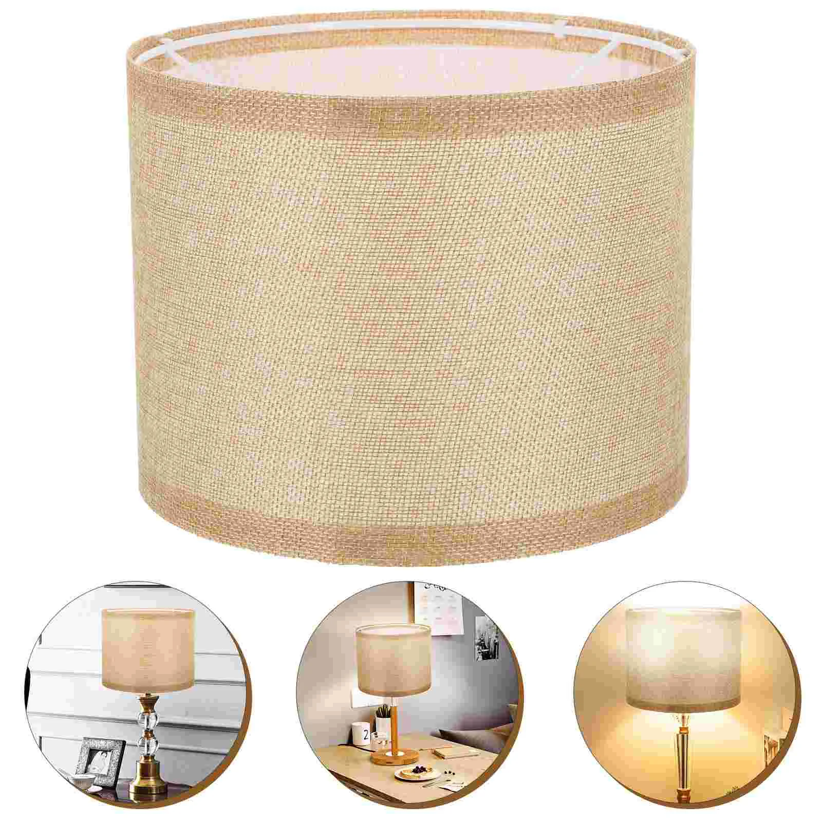 

Minkissy Lamp Shades Linen Lamp Shade Replacement Natural Linen Medium Drum Lamp Shade Desk Detachable Lampshade Linen