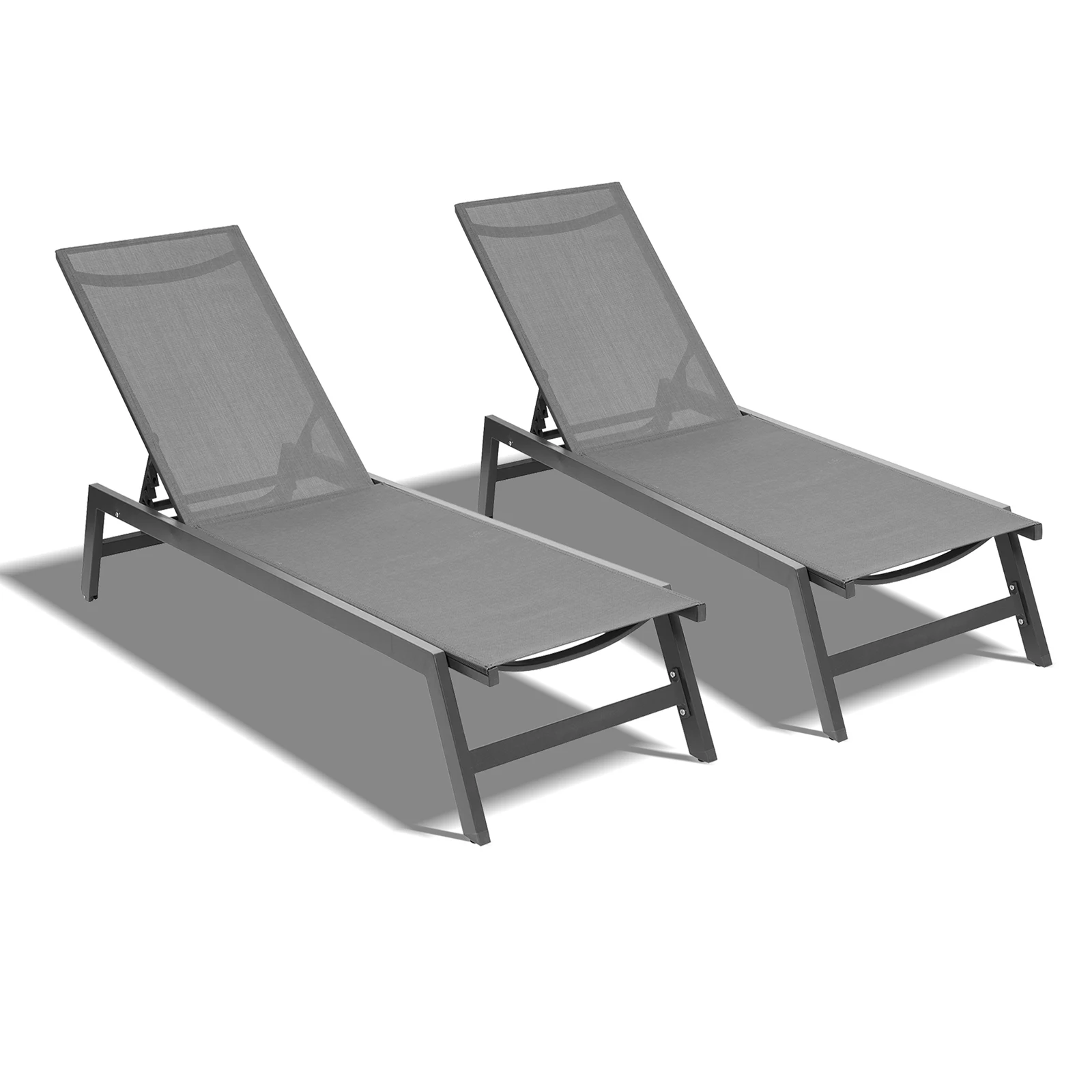 2-Pcs Outdoor Chaise Lounge Chairs Set 5-Position Adjustable Aluminum Recliner All Weather For Patio Beach Yard Pool Gray/Black
2-Pcs Outdoor Chaise Lounge Chairs Set 5-Position Adjustable Aluminum Recliner All Weather For Patio Beach Yard Pool Gray/Black