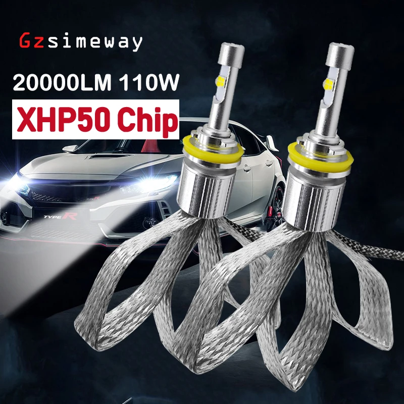 

2PCS Car Light H1 H7 LED Bulbs H4 H8 H11 9012 9005 HB3 HB4 Auto Headlamp 20000LM XHP50 Chip 6000K 9006 H3 881 LED Fog Lamp 4300K