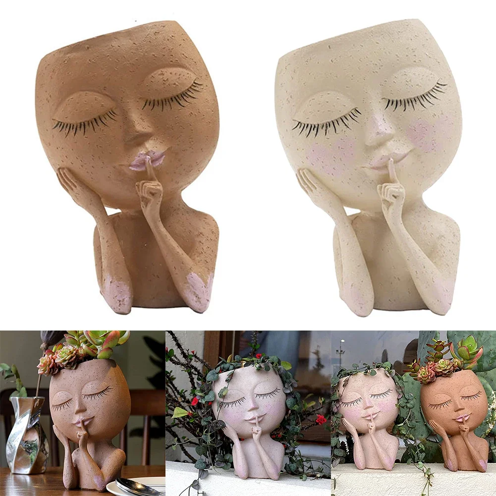 European Style Resin Flowerpot For Garden And Home Decor Face Gill Pot Figurines & Miniatures Brown White 10.5*6.7cm
European Style Resin Flowerpot For Garden And Home Decor Face Gill Pot Figurines & Miniatures Brown White 10.5*6.7cm