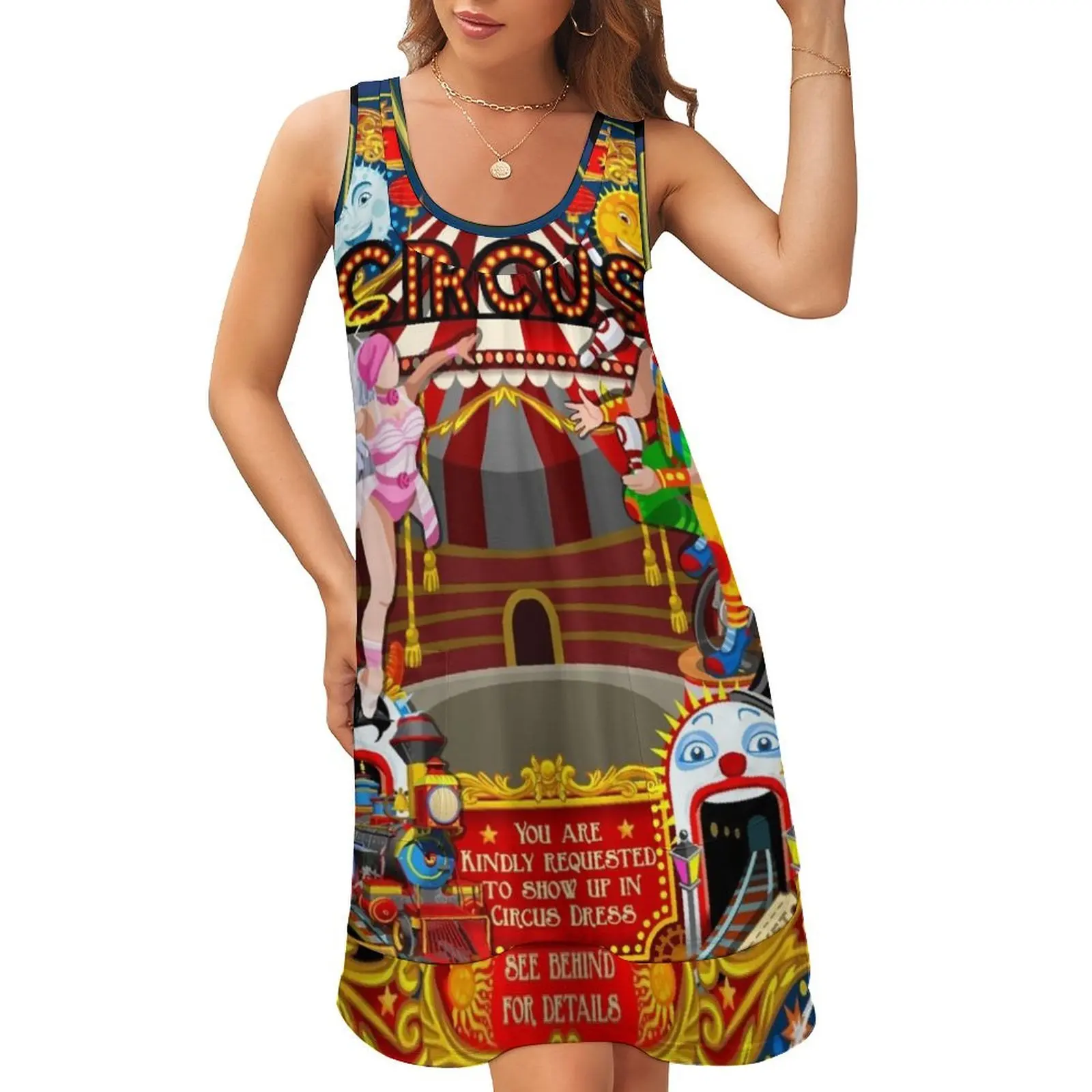 Carnival Circus Amusement Family Theme Park Illustration Sleeveless U-Neck Fake Two Piece Dress summer dresses ladies 2024
Carnival Circus Amusement Family Theme Park Illustration Sleeveless U-Neck Fake Two Piece Dress summer dresses ladies 2024
