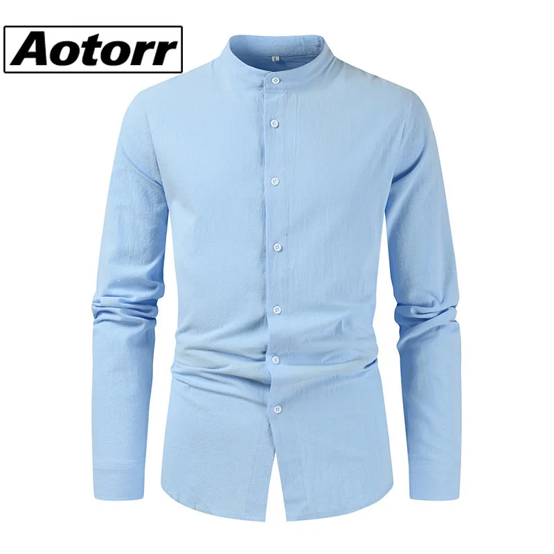 Men's Casual Long Sleeve Solid Shirt Spring Autumn Comfortable Breathable Thin Tops Button Stand Collar Long Sleeve Shirts Mens
Men's Casual Long Sleeve Solid Shirt Spring Autumn Comfortable Breathable Thin Tops Button Stand Collar Long Sleeve Shirts Mens