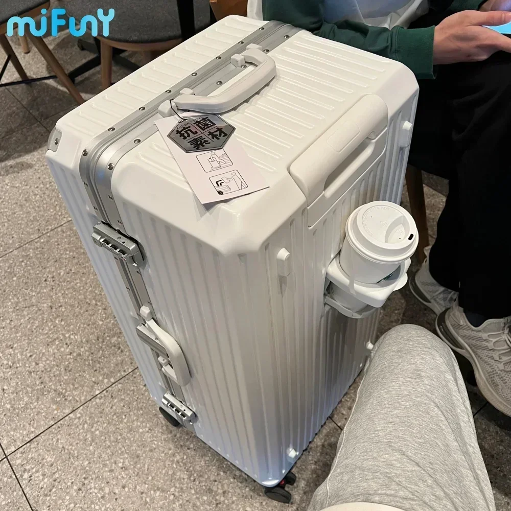 Дорожный чемодан MIFUNY с держателем для чашки, чемодан с алюминиевой рамкой большой емкости, ручной чемодан, трость для путешествий, искусственная коробка 2023 
Дорожный чемодан MIFUNY с держателем для чашки, чемодан с алюминиевой рамкой большой емкости, ручной чемодан, трость для путешествий, искусственная коробка 2023