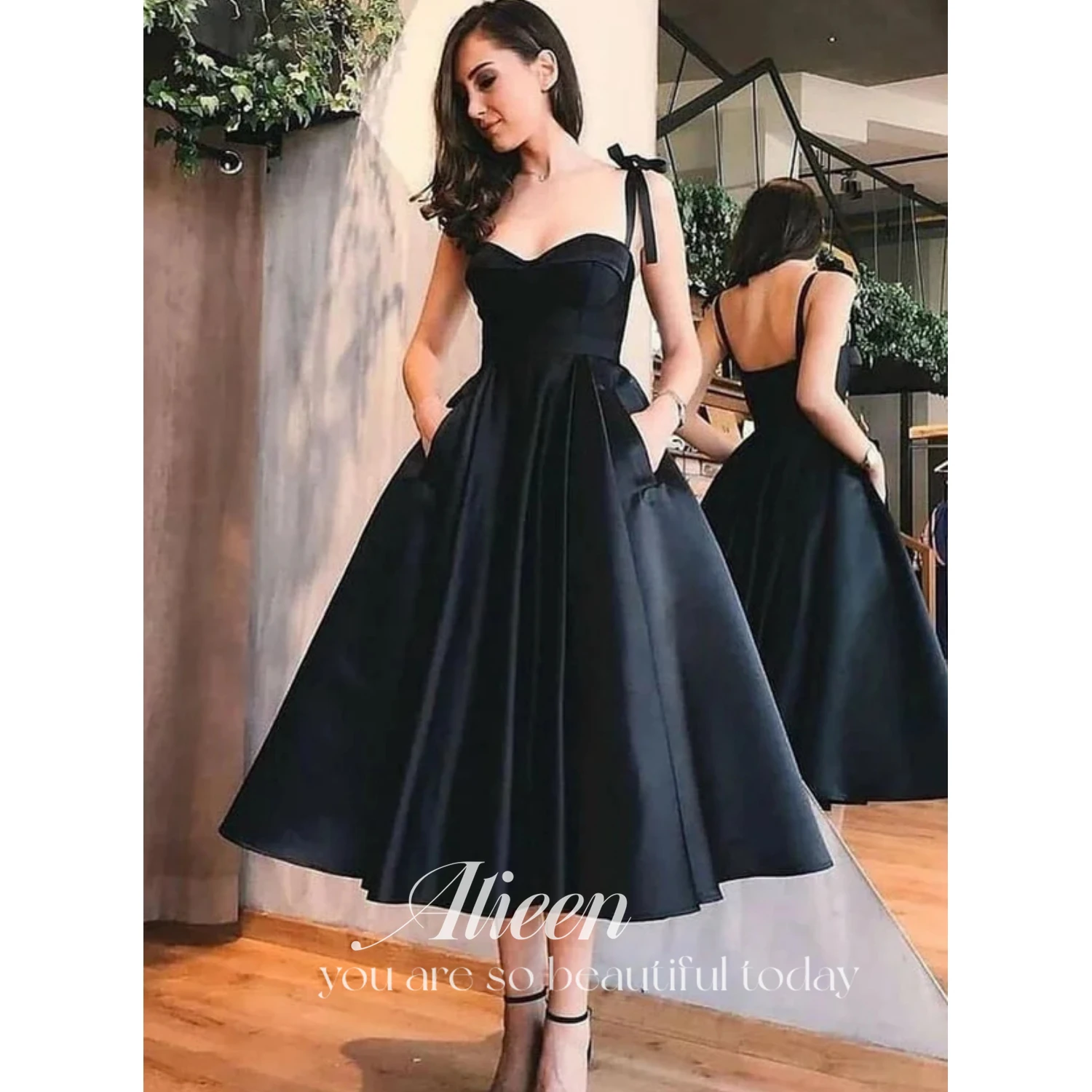 

Aileen Satin Luxurious Women's Evening Dresses Luxury 2024 Line A Bridesmaid Dress Woman Black Cocktail Ball Gowns Elegant Gown