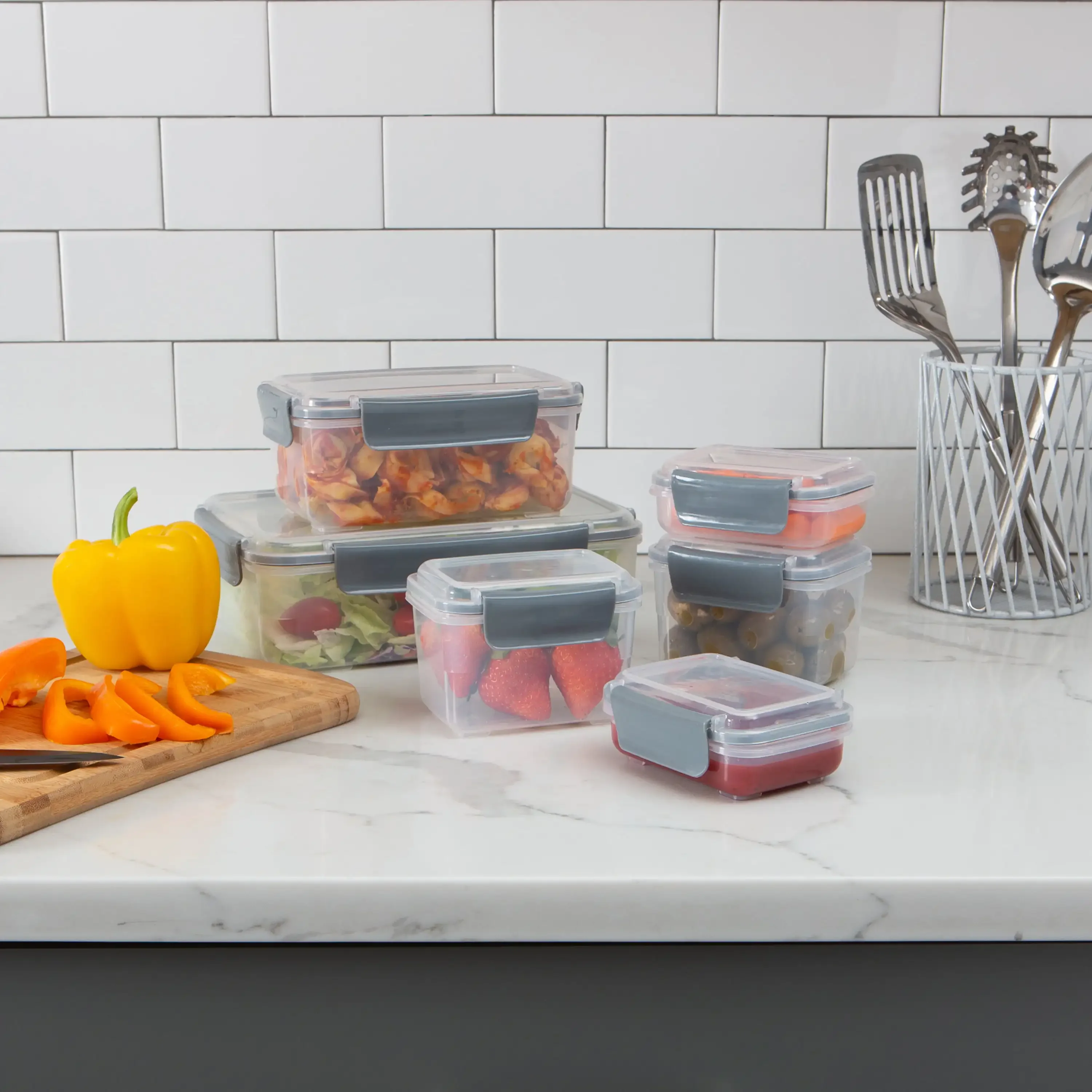 12 Piece 2.25 L Plastic Airtight Food Storage Container Set, Grey, Food , Kitchen Storage , Plastic Storage Containers
12 Piece 2.25 L Plastic Airtight Food Storage Container Set, Grey, Food , Kitchen Storage , Plastic Storage Containers