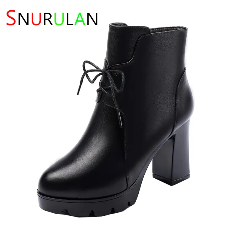 Women's Boots Wool 2023 Winter New Women's Genuine Leather Lace-up High Heels Platform Waterproof Ladies Fashion Boots
Women's Boots Wool 2023 Winter New Women's Genuine Leather Lace-up High Heels Platform Waterproof Ladies Fashion Boots
