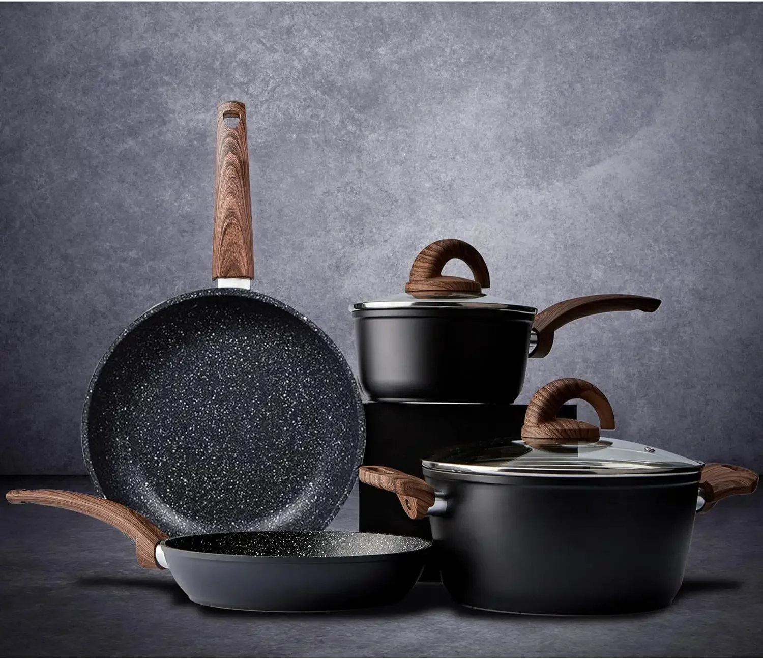 Nonstick Kitchen Cookware Set, Pots and Pans Set Healthy Induction Granite Cooking Set w/Frying Pans, Saucepans, Casserole, Dish
Nonstick Kitchen Cookware Set, Pots and Pans Set Healthy Induction Granite Cooking Set w/Frying Pans, Saucepans, Casserole, Dish