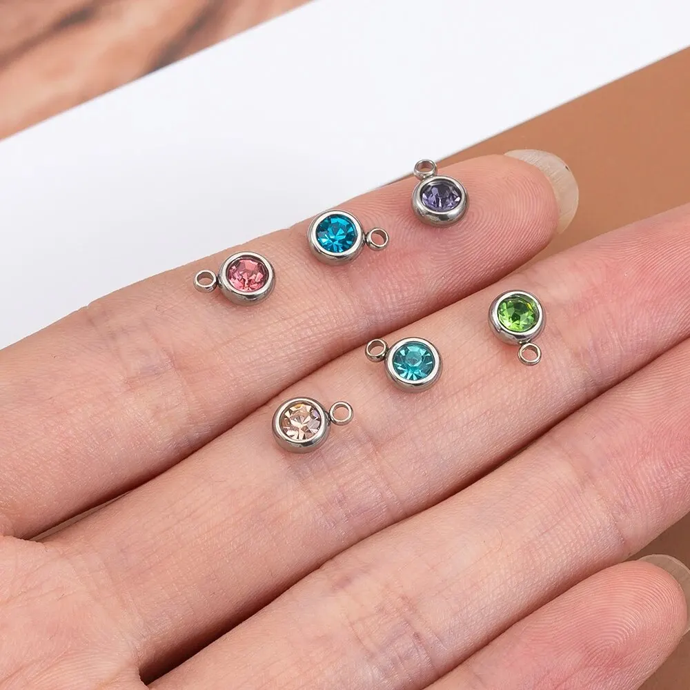 20pcs Mixed Color Stainless Steel Rhinestone Bead Charms 6mm Small Crystal Pendant for Women DIY Jewelry Necklace Bracelet Maing 20pcs Mixed Color Stainless Steel Rhinestone Bead Charms 6mm Small Crystal Pendant for Women DIY Jewelry Necklace Bracelet Maing
