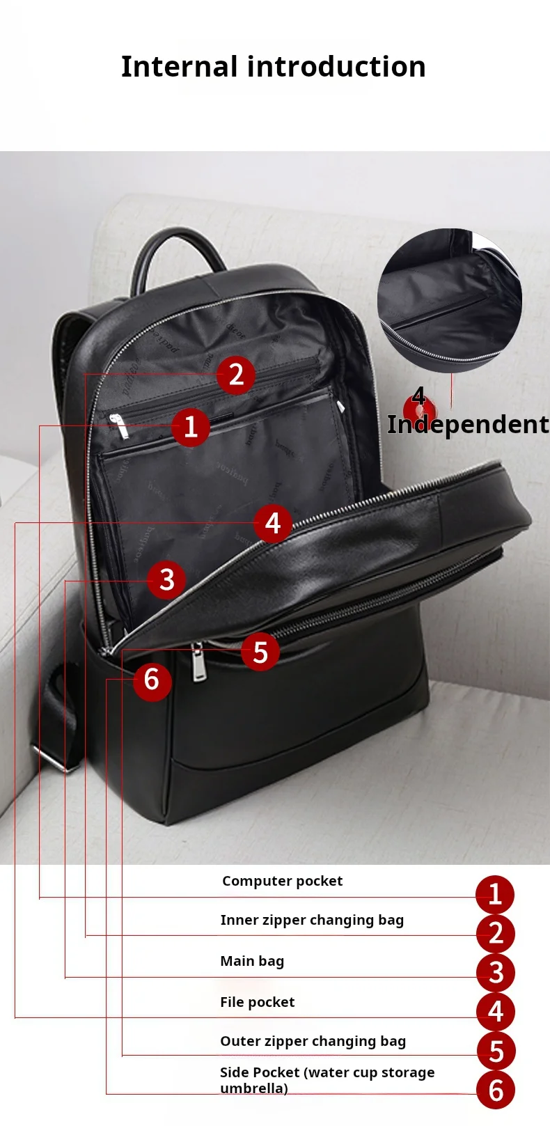 حقيبة ظهر عصرية من جلد البقر الطبيعي، حقيبة كتف مزدوجة فاخرة خفيفة الوزن، حقيبة رجالية أنيقة للأعمال حقيبة ظهر عصرية من جلد البقر الطبيعي، حقيبة كتف مزدوجة فاخرة خفيفة الوزن، حقيبة رجالية أنيقة للأعمال