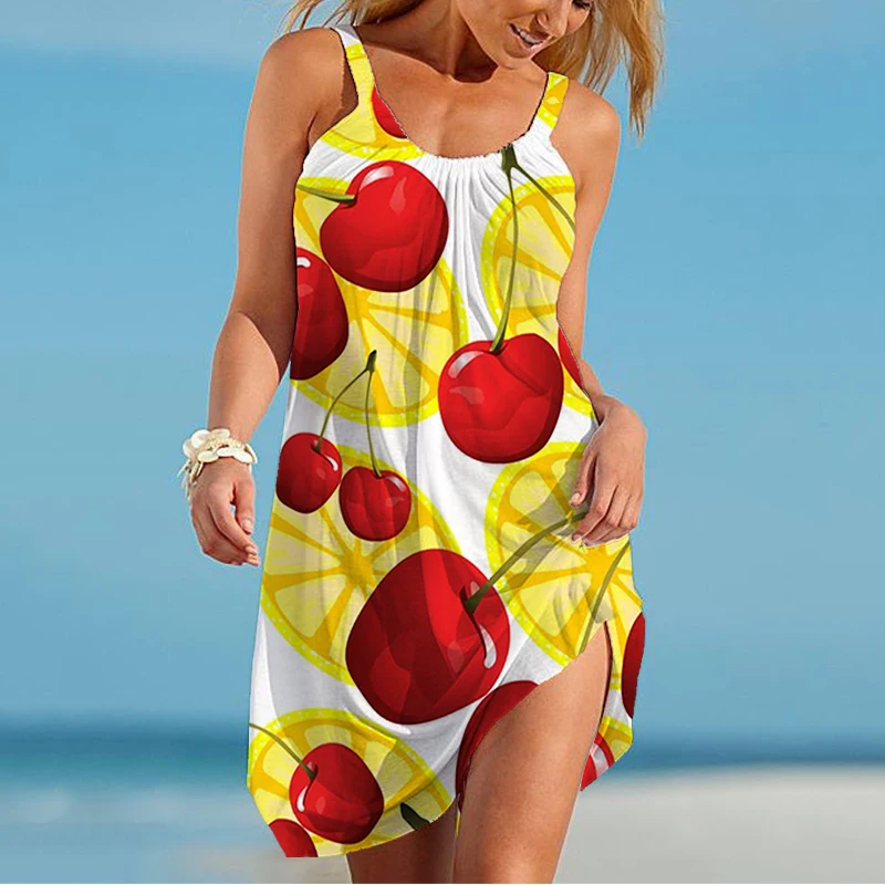 2023 New Fashion Temperament Ladies Dress Cherry 3D Printing Dress Hawaiian Beach Party Dress Simple Comfortable Dress
2023 New Fashion Temperament Ladies Dress Cherry 3D Printing Dress Hawaiian Beach Party Dress Simple Comfortable Dress