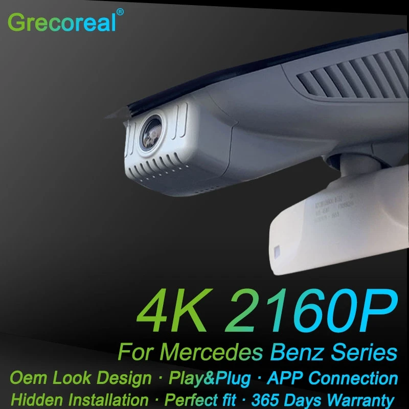 

Grecoreal 4K Wifi Dash Cam Front Rear Dual Dashcam Plug Play Car DVR for Mercedes Benz A B C E R Class GLA GLB GLC GLE ML GL