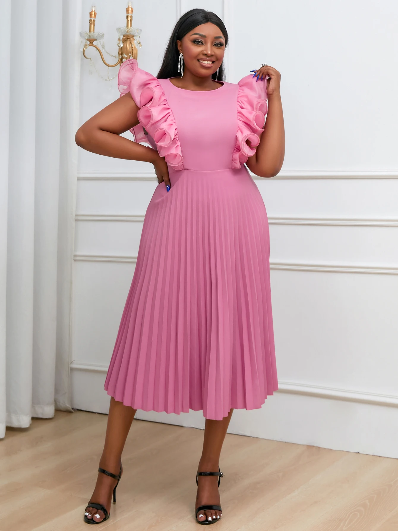 AOMEI A Line Pleate Midi Dress O Neck Sleeveless Ruffles High Waist Pink Weddding Guest Birthday Party Ball Gowns for Ladies
AOMEI A Line Pleate Midi Dress O Neck Sleeveless Ruffles High Waist Pink Weddding Guest Birthday Party Ball Gowns for Ladies