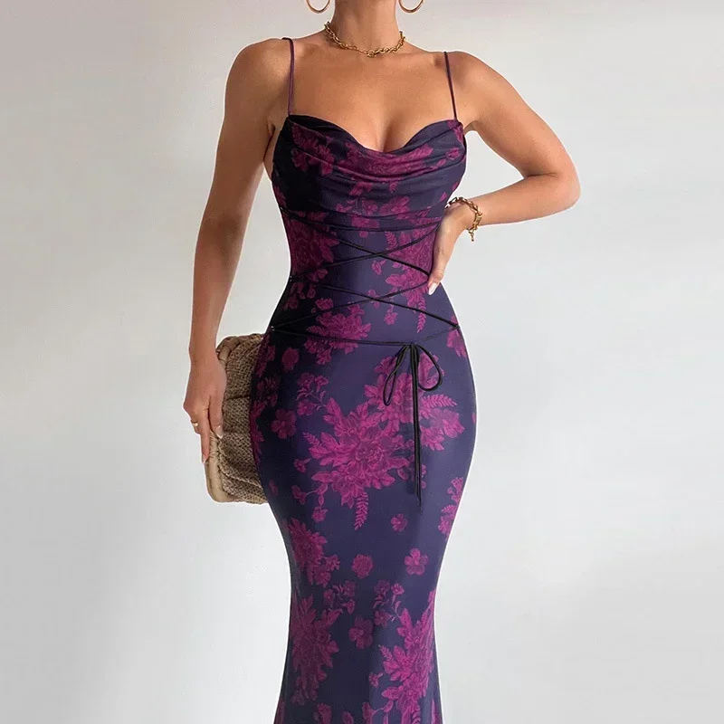 2024 Flower Print Strap Maxi Dress Italian Noodle Strap Backless Mermaid Long Dress Bohemian Style Summer Women's Dress CSM47YY
2024 Flower Print Strap Maxi Dress Italian Noodle Strap Backless Mermaid Long Dress Bohemian Style Summer Women's Dress CSM47YY