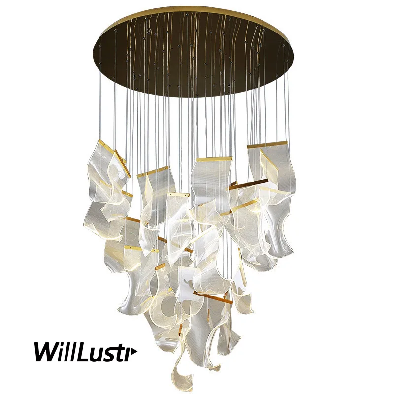Acryl LED Pendant Lamp Creative Paper Art Suspension Light Hall Villa Mall Duplex Staircase Aluminum Hanging Ceiling Chandelier
Acryl LED Pendant Lamp Creative Paper Art Suspension Light Hall Villa Mall Duplex Staircase Aluminum Hanging Ceiling Chandelier